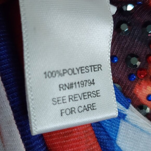 One World Womens 1X Red White Blue American Flag 4th of July Beaded Butterfly - Picture 6 of 7